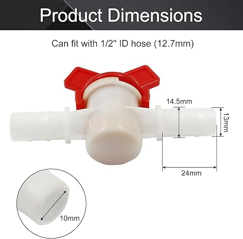 Miniatura 2 de Paquete de 2 válvulas de interruptor de riego por goteo, válvula de bola de identificación de manguera de púas de 12 pulgada para mangueras de riego