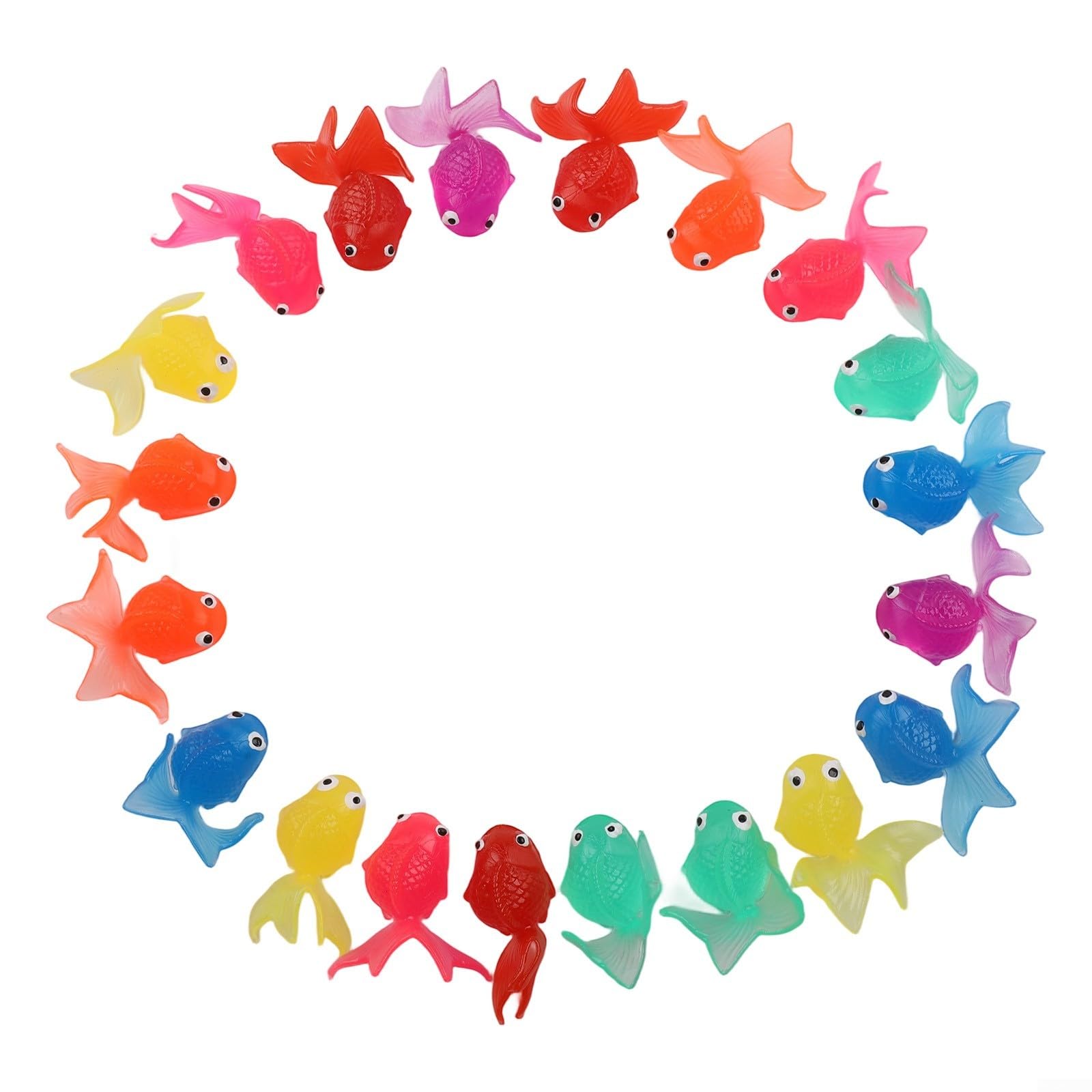 20PCS Soft Rubber Fish Toys for Toddler Bath Time Fun, Multicolor Floating Goldfish Set for Kids Pool Party Favors and Sensory Play