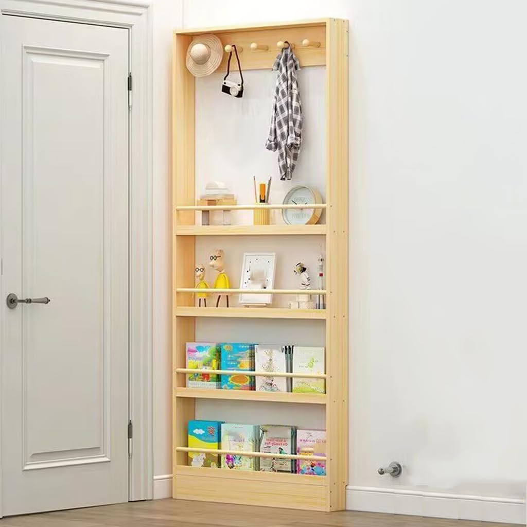 YUANCHUTOP Narrow 3-4 Tier Storage Rack, Wall-Mounted for Books & Essentials, Space-Saving Solution for Bedroom, Living Room, Office - Behind Door Storage Shelf