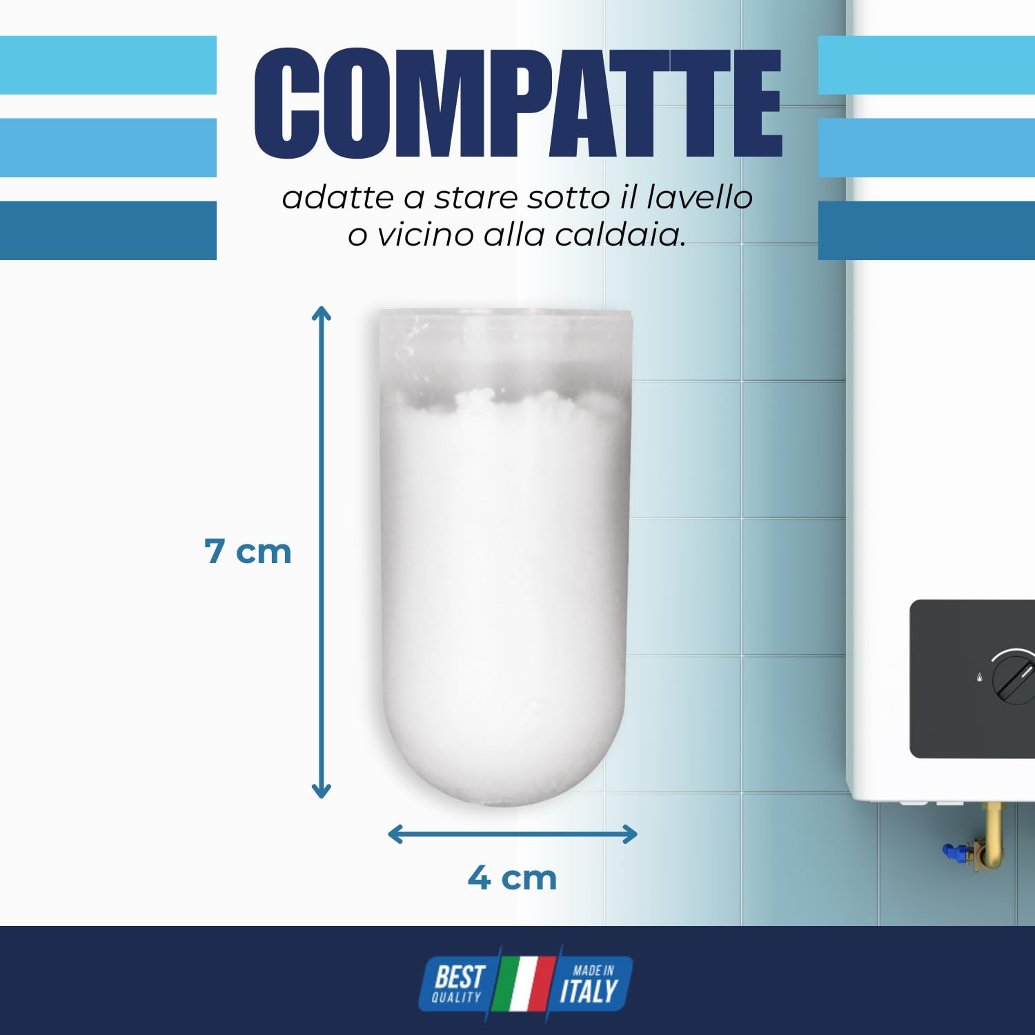 AQUASKUDO Polifosfati per Caldaia Ricarica - Cartucce Universali per Filtro Anticalcare Made in Italy - 6 Ricariche Polifosfati per Caldaie