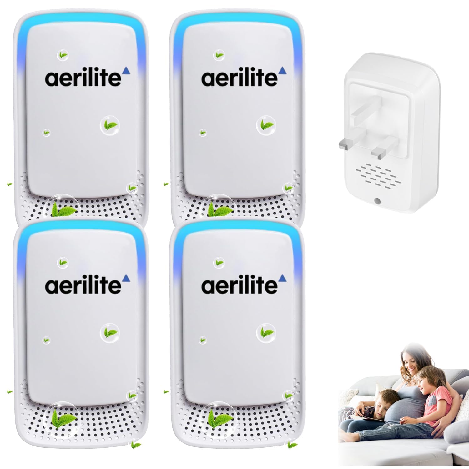 Aerolite Ionizzatore Plug In, purificatore d'aria aerilite, purificatore d'aria portatile e silenzioso agli ioni negativi, per uso domestico, animali domestici e comfort quotidiano, ultra silenzioso