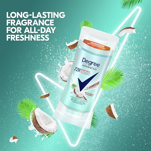 Degree Antiperspirant Deodorant 72-Hour Sweat & Odor Protection Fresh Coconut Deodorant for Women with MotionSense Technology 2.6 oz, Pack of 4