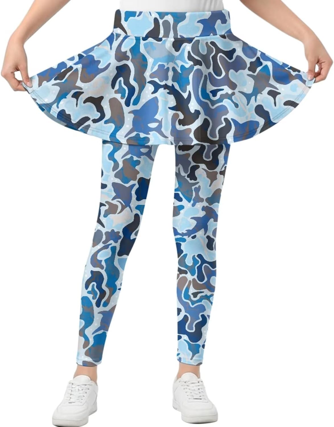 Girls Leggings with Skirt School Uniform Pants for Girls High Waisted Leggings for Athletic Sports Size 5-14