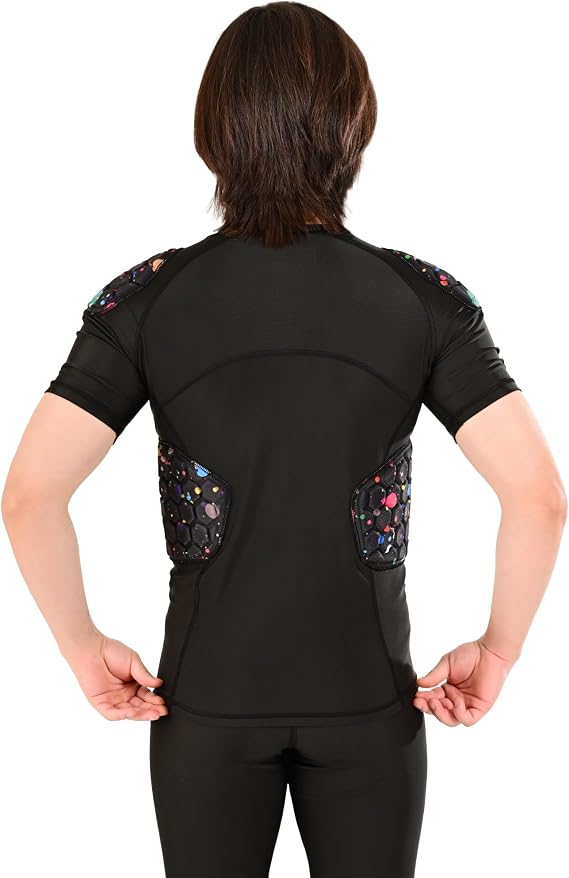 Men's Football Padded Rib Protector Comfortable Basketball Shirt Training Gear for Rugby Baseball Softball and Soccer