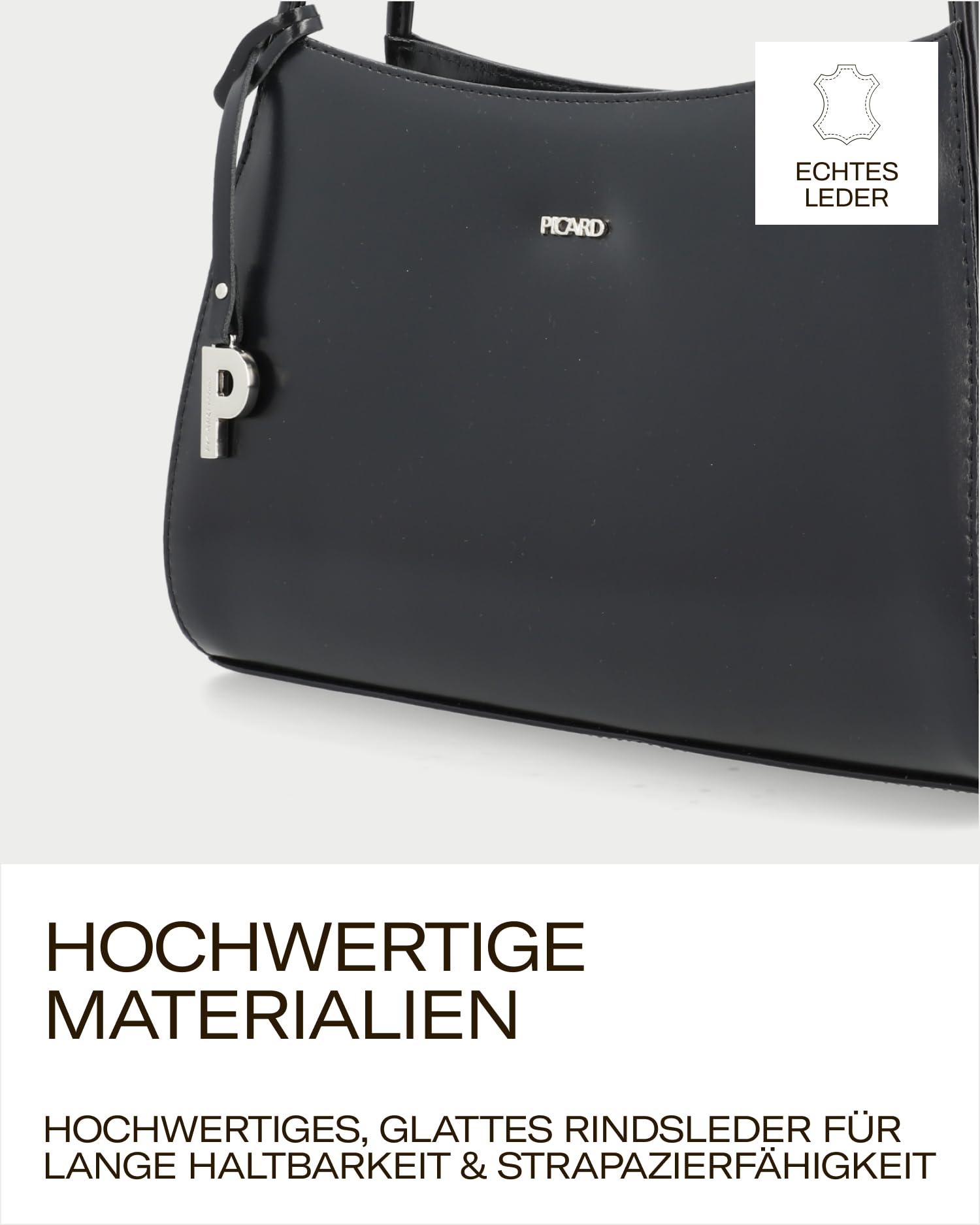 Picard Tasche Damen Schultertasche Berlin | Kleine Handtasche aus Echtleder mit Reißverschluss, gesicherten Innenfach & doppelten Trägeriemen | Elegant, Modern, Hochwertig