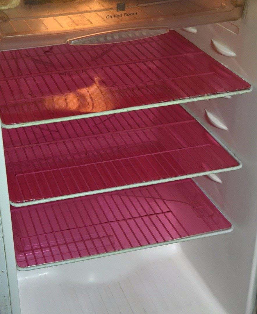 Kuber Industries PVC 6 Piece Refrigerator Drawer Mat Set - Pink