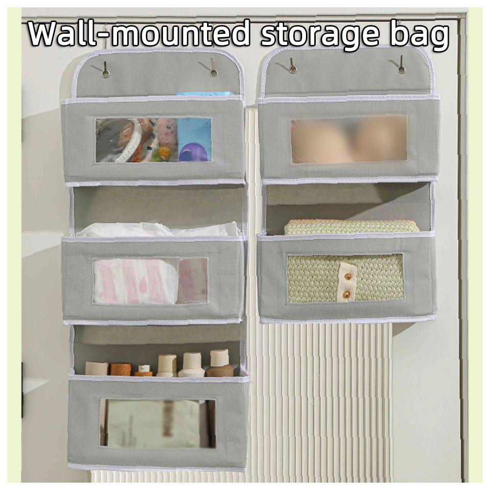 Hängeorganizer mit Transparenten Fenstern 2 Packungen, Faltbares Design, für Tür Bad Kinderzimmer Wohnzimmer Schlafzimmer(Size:5-Layer,Color:grau)