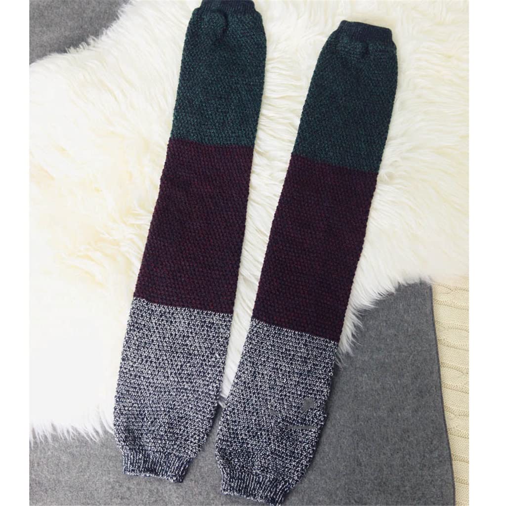 Over Knee Women Leg Warmers Girl Trójkolorowe przeszycia Dzianinowa osłona stóp Jesienno-zimowa ocieplacz na nogi Skarpety kupy (kolor: A, rozmiar: 58-62 cm) (C 7 1/8)