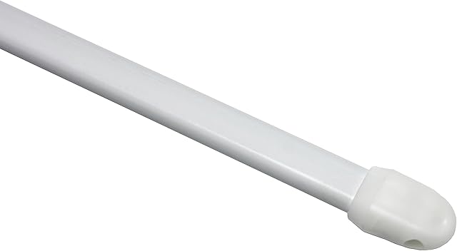 GARDINIA Drążek do zazdrosek, Płaski owalny, Wysuwany, Metal/plastik, Biały, 30-50 cm, 2 szt.