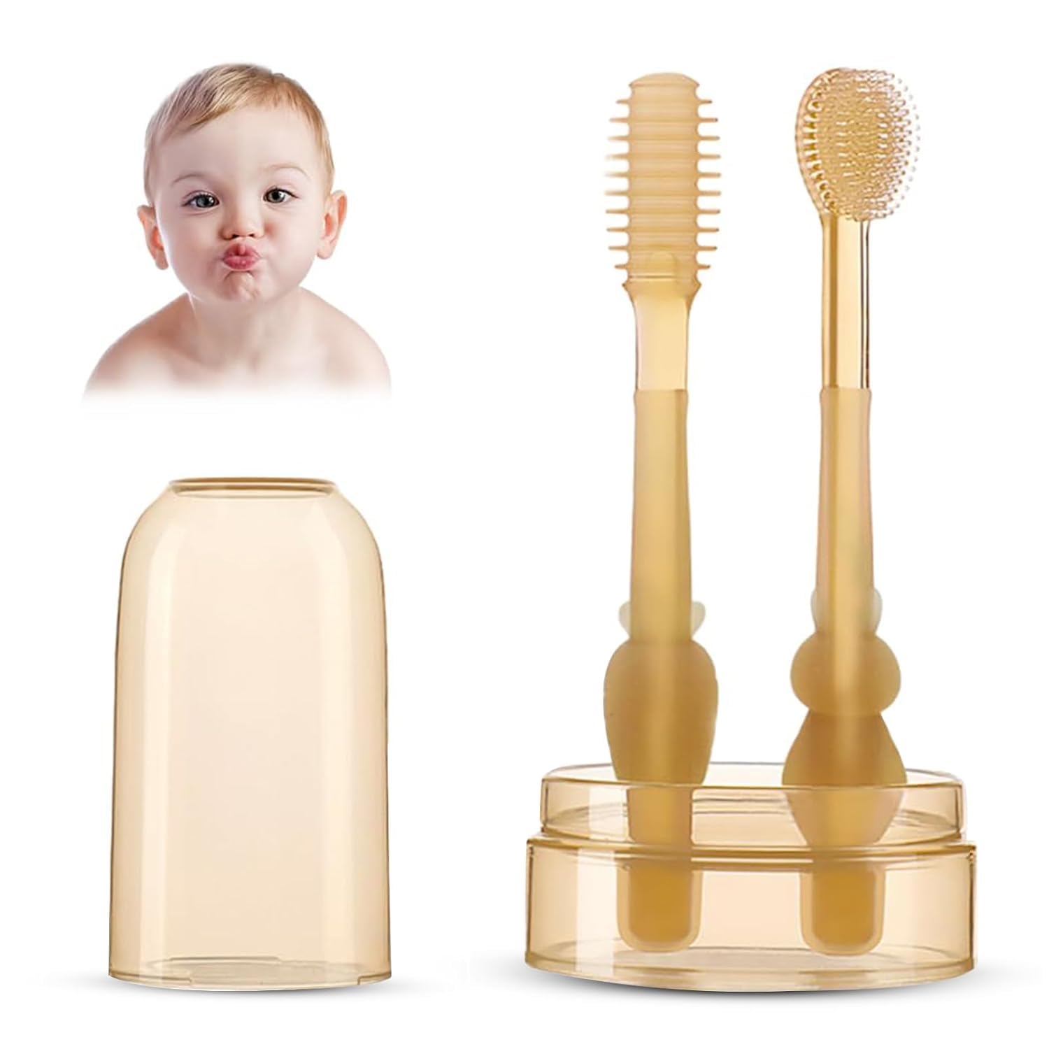Baby Tongue Cleaner Set with Storage Box – Soft Silicone Bristle Toothbrush & Cleaning Brush Teethers – BPA-Free, Oral Care Kit Essentials (Set of 2)-image-45