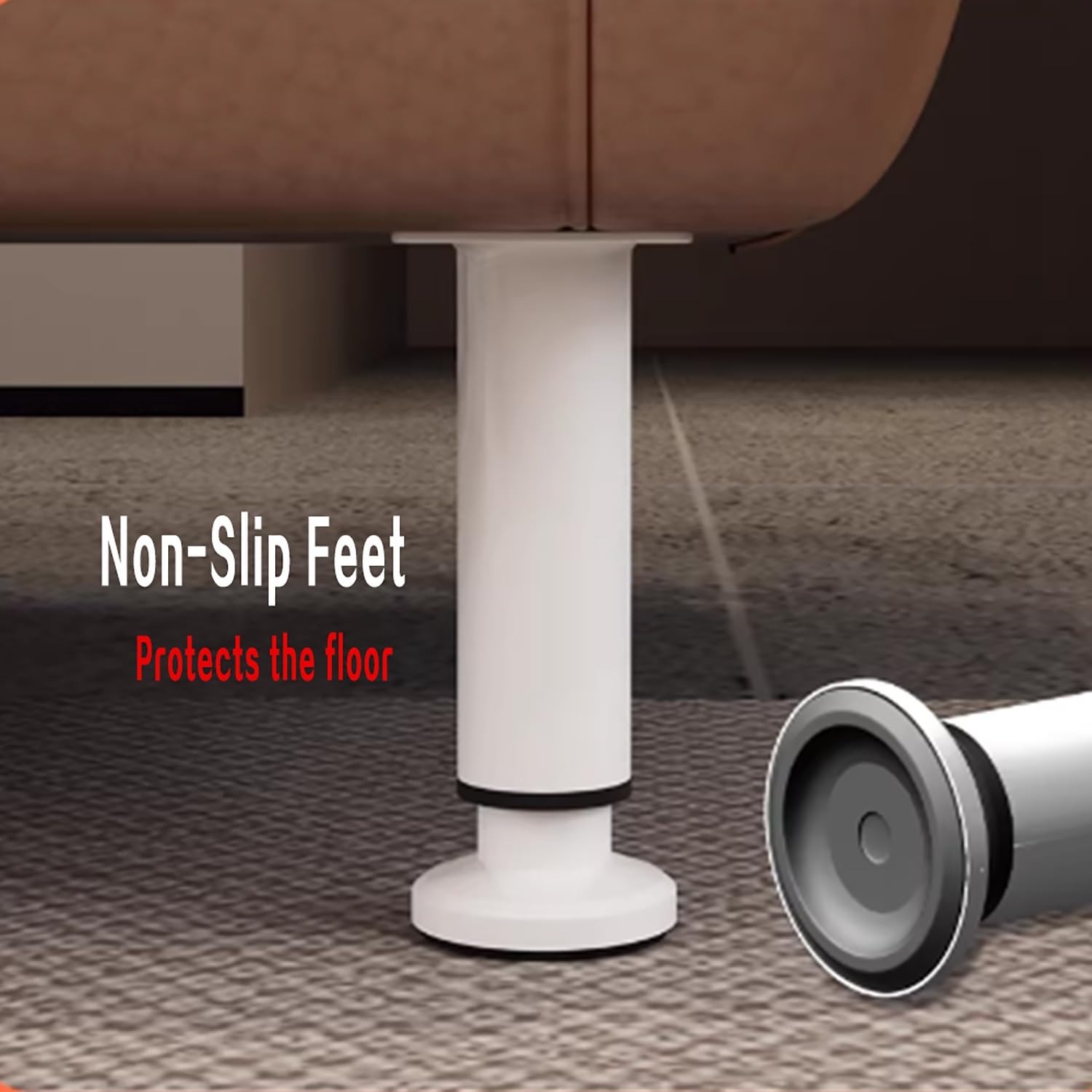 2 Pezzi Piedini per Mobili Regolabili, Gambe per Mobili 12-18cm 25-42cm, Piedini di Supporto in Metallo Bianco per Letto Rete a Doghe Divano(72-110cm/28-43in)