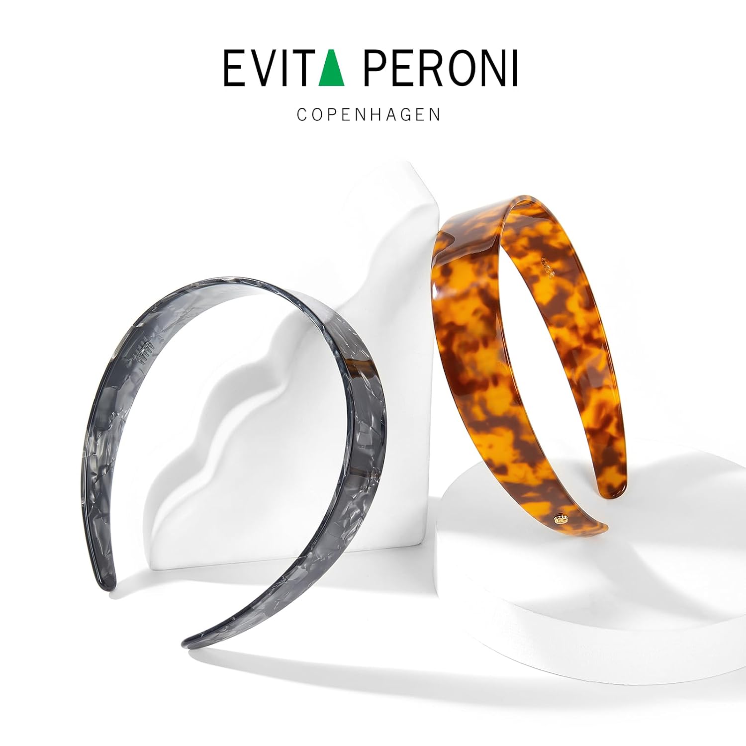EVITA PERONI Wide Headbands for Women with Teeth Acetate Resin Hair Bands for Women's Hair No Headache Headband No Slip Hairbands-Gray