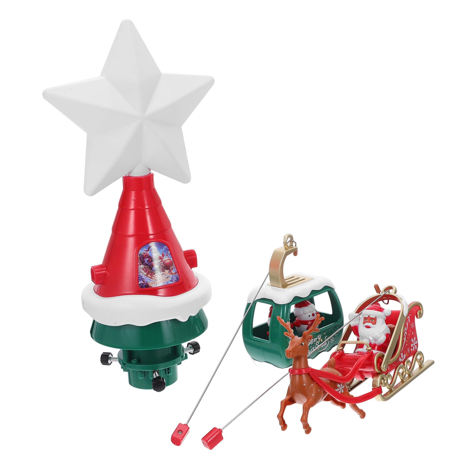 Ciieeo Étoile de Sapin de Noël Lumineuse Rotative Décoration Festive pour Sapin avec Traîneau du Père Noël pour Intérieur et Extérieur