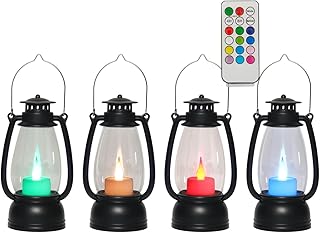 LLQ Small Western Lanterns Decorative with Remote Timer & Color Changing...