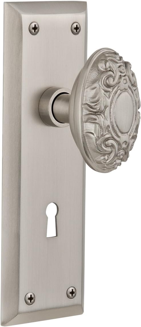 Nostalgic Warehouse New York Plate with Keyhole Victorian Knob, Single Dummy, Unlacquered Brass