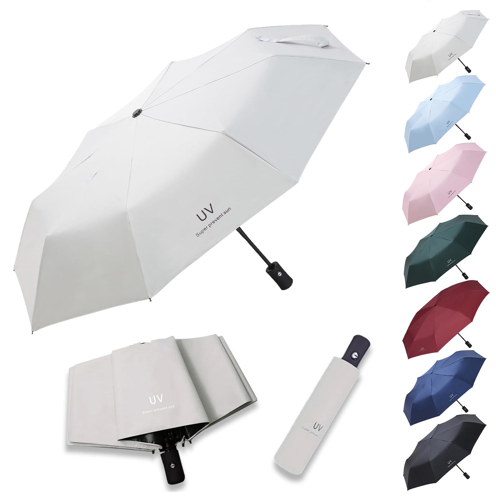 LBOYLOVEUV Foldable Umbrella Automatic Open/Close For Winter, Summer Upf 50+, 38in Windproof Cooling Sun Umbrella UV Protection Beach Umbrella Travel Uv Blocker Golf Umbrellas For Rain