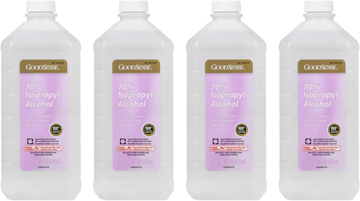 GoodSense 70% Isopropyl Alcohol, First Aid Antiseptic, 32 FL OZ, (Pack of 4)