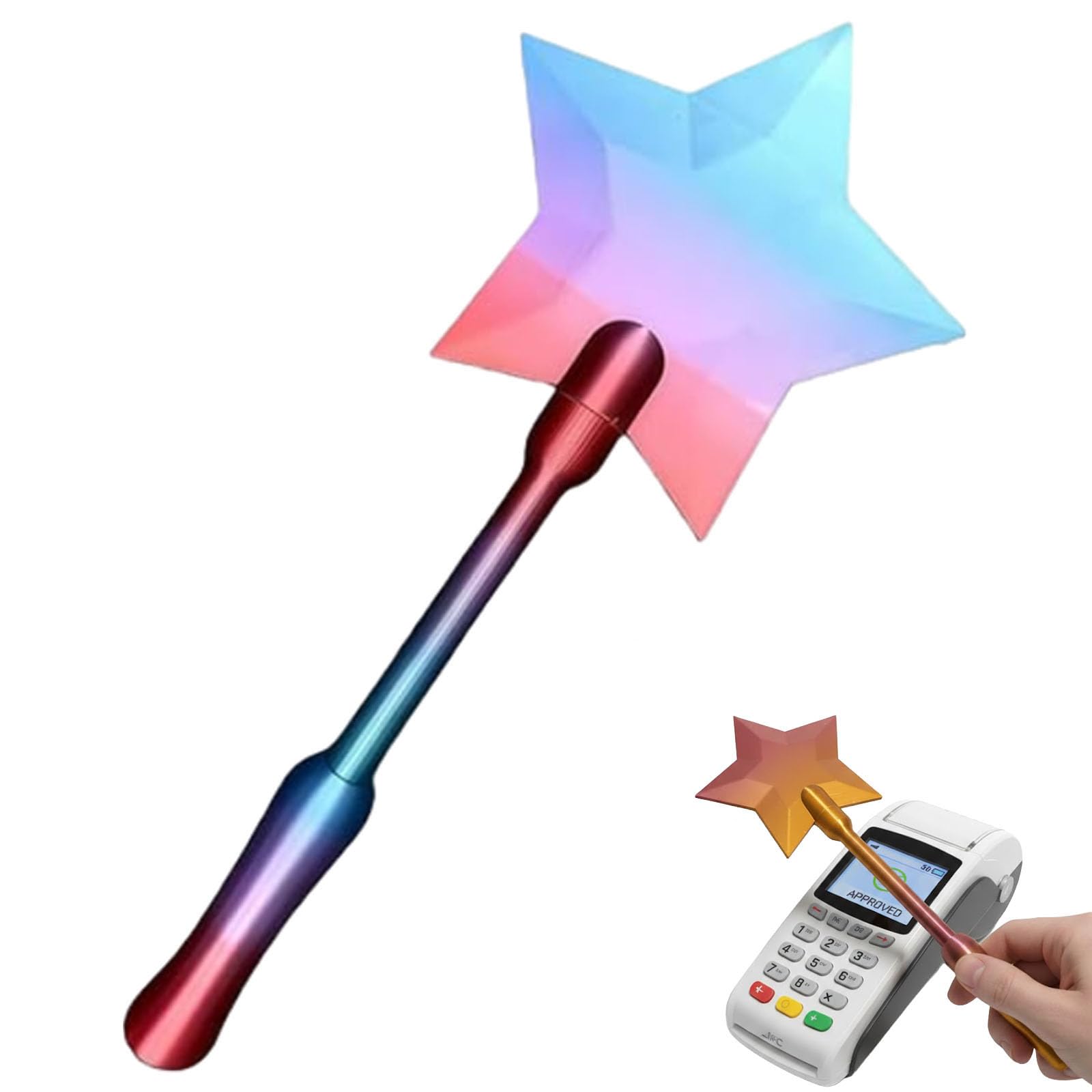 3D Printed Wand Tap to Pay, Tap to Pay Wand, Star Magic Wand Contactless Payment Card Holder, Credit Card Holder for Easy Touch Payments (Style D)
