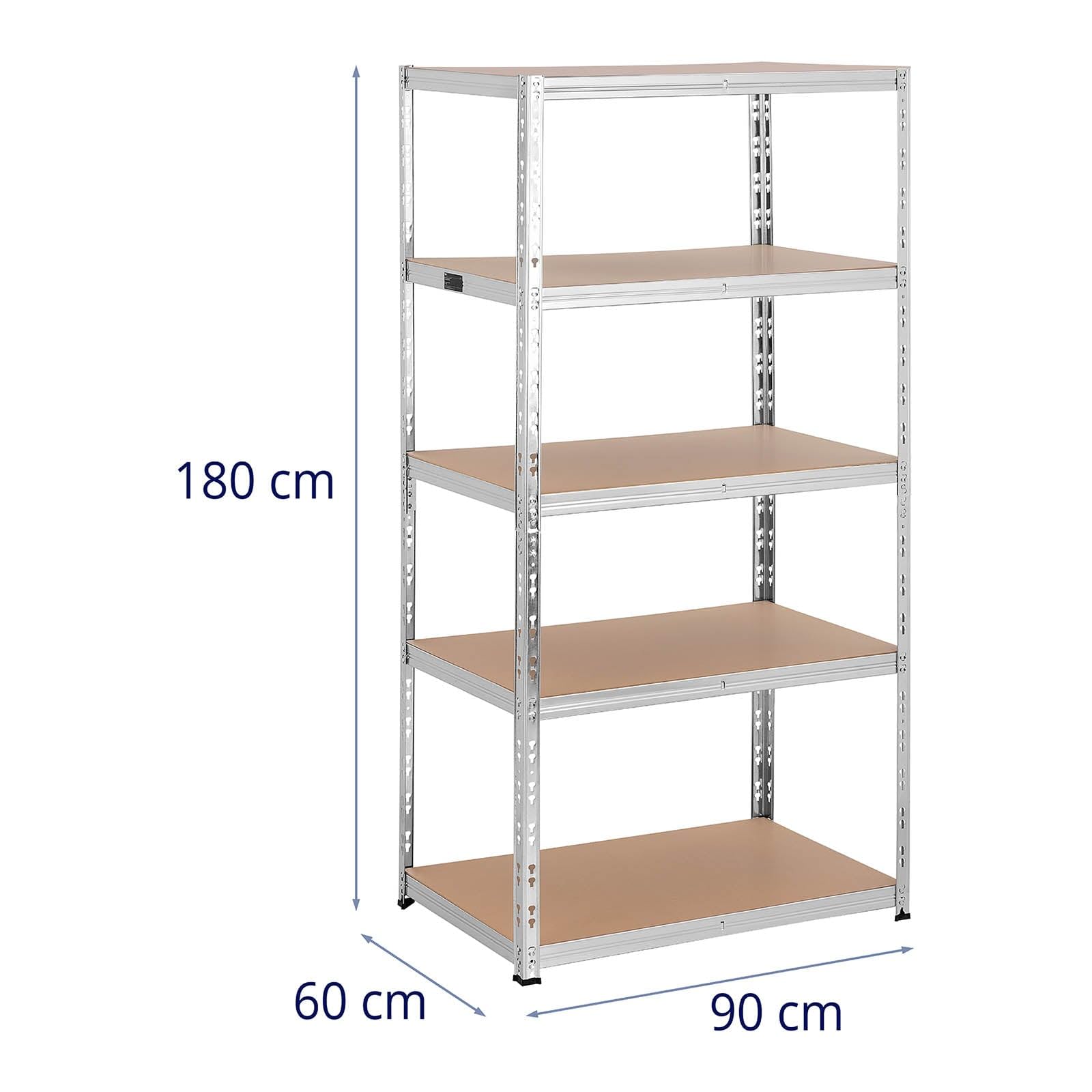 Ripiani carico pesante 90 x 60 x 180 cm supporta 5 x 175 kg grigio 14_0008094