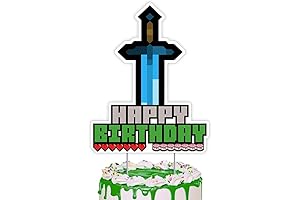 8-Bit Pixel Miner Sword Cake Topper for Minecraft Themed Party