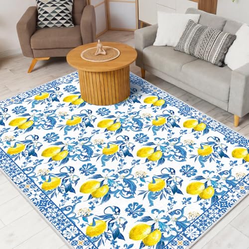 Tapete decorativo azul y amarillo 5x7 pies SATINIOR miniatura 4
