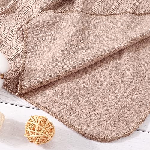 Image of DRESHOW BQUBO Newborn Receiving Blanket Toddler Warm for Girls with Bow Hat and Bow Headband Shower Gift