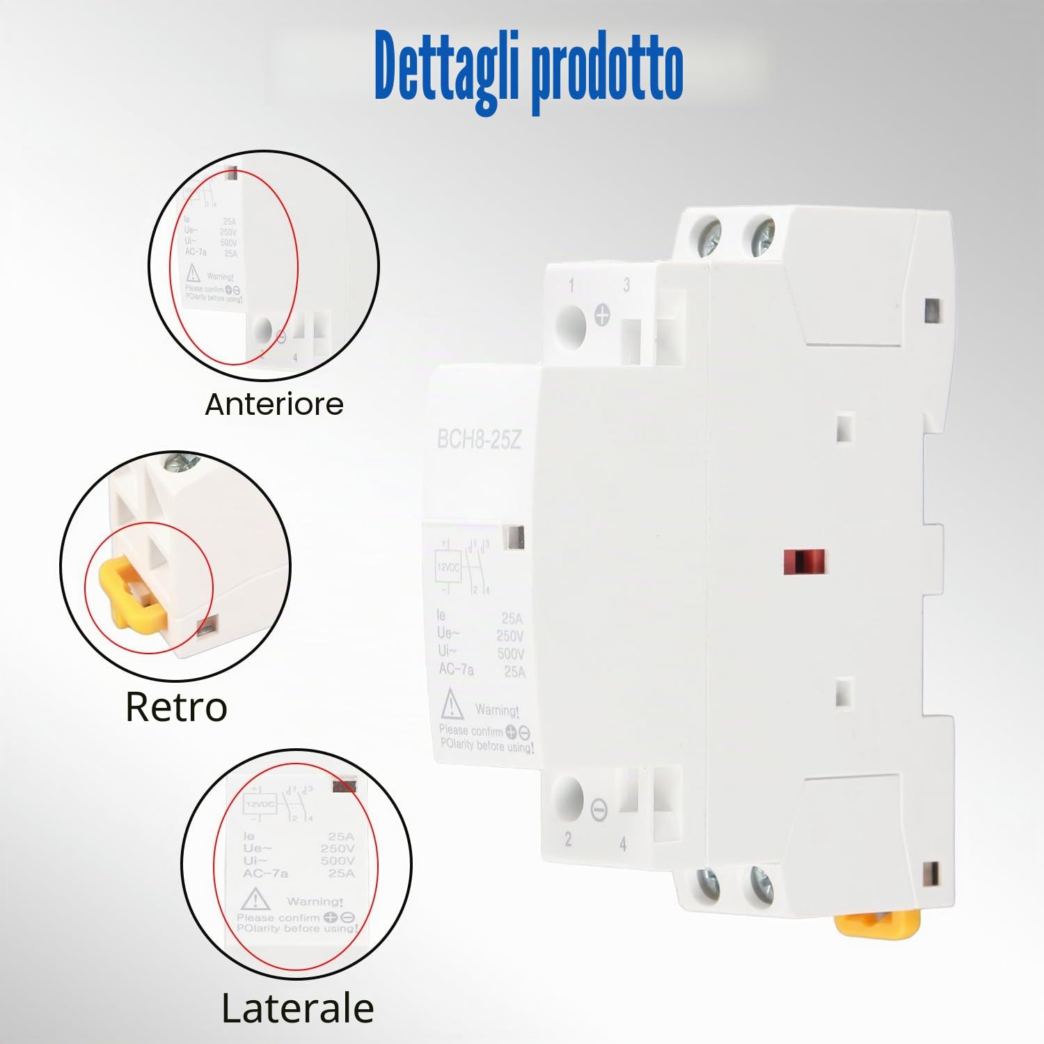 2 Pezzi Relè DC, BCH8-25 2NO 50/60HZ 25A Relè per Casa 12V/24V Tensione Bobina, Montaggio su Guida DIN, per Sistema di Controllo Intelligente di Circuito di Alimentazione (DC 12V)
