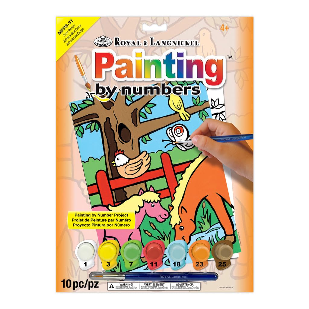 Royal Brush MFP-8 My First Paint by Number Kit, 8.75 by 11.375-Inch, Farm Animals