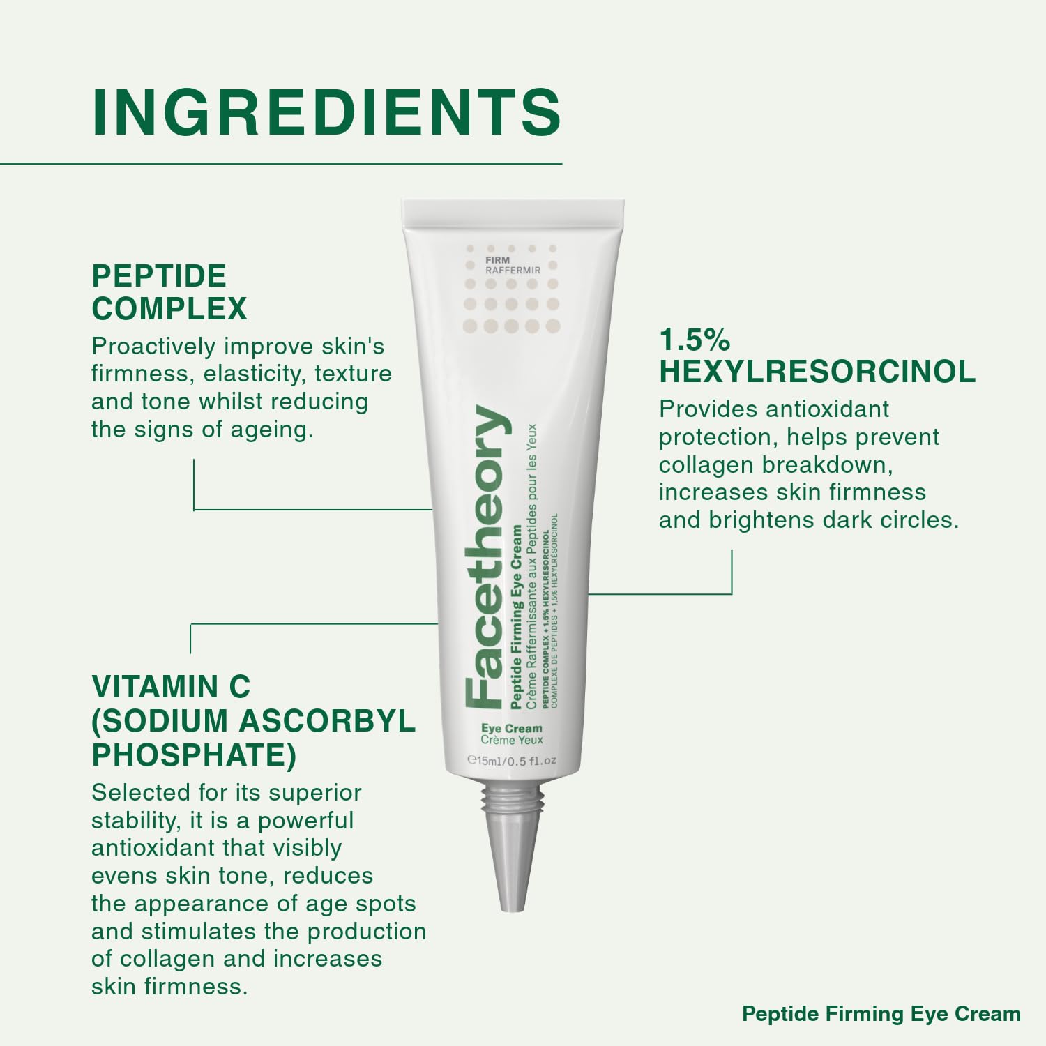 facetheory Peptide Firming Under Eye Cream (Unscented), Anti-Aging Eye Cream with Peptides to Brighten - Image 2
