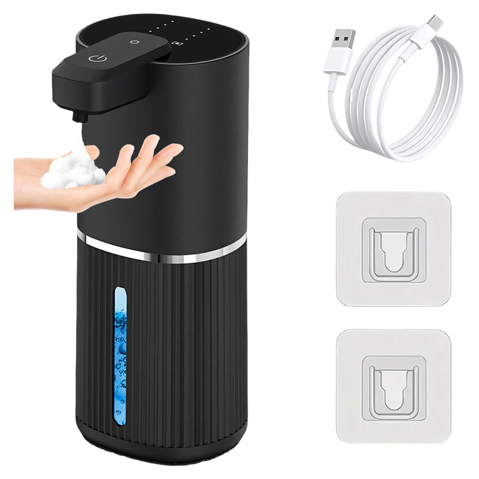 Buxuaaaa Black Modern Automatic Soap Dispenser Adjustable Foam And Drip Complimentary Structure Bathroom Soap Dispenser