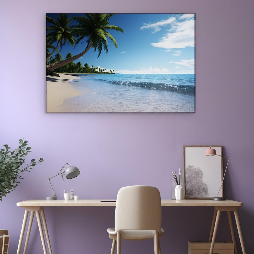 Canvas for Living room. Escape to Serenity: Discover Your Perfect Tropical Beach Retreat, 27 x 18 inch Canvas Wall Art - Botanical Home Decor - 69x46 cm (27x18 inch)