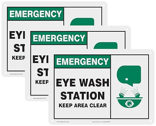 Miniatura 7 de Accuform Signs MFSD928VP Señal de seguridad de plástico leyenda EMERGENCY EYE WASH STATION KEEP AREA CLEAR con gráfico 7 de longitud x 10 de ancho x