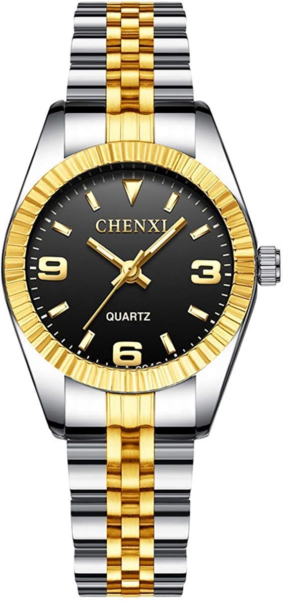Gosasa Couple Watches Women Men Quartz Watch Stainless Steel Luxury Dress Luminous Two Tone Watch Gift Set