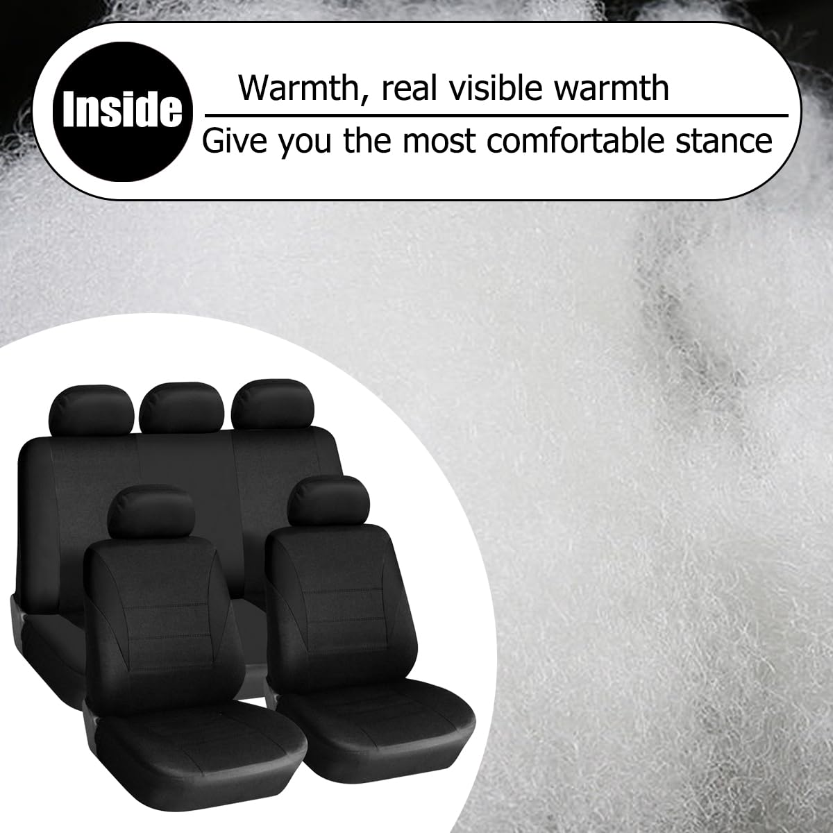 Asientos Y Reposacabezas Coche Fundas, Fundas para Asientos Coche Universal, Protector para Asientos Delanteros Y Traseros De Automóvil, para SUV Camión Transportar, Furgonetas(Negro)
