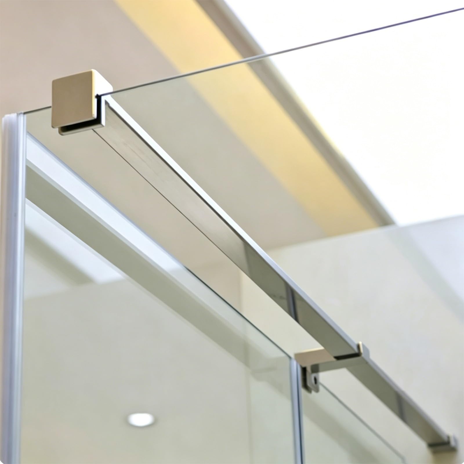 LZMZMQ Corner Glass Shower Door Stabilizer/Arm Support Brace, Stainless Steel Frameless Glass Panel Support Bar, Glass Screen Bracket for Hotel Shower Enclosure(Silver,150cm/59in)