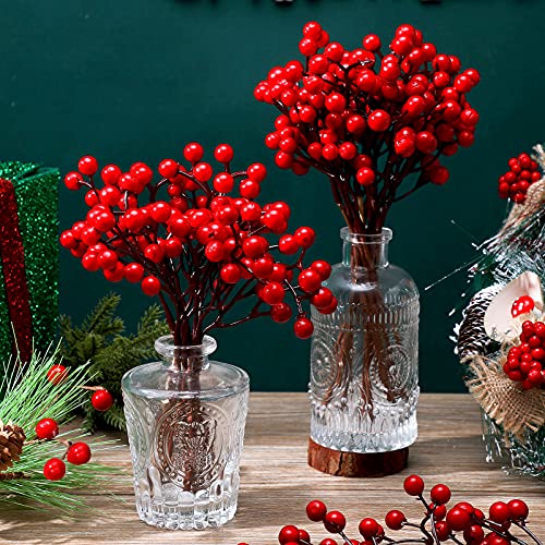 60 Pieces Christmas Red Berry Stems 8 Inch Artificial Christmas Foam Holly Berries Branches Red Berries Picks Christmas Floral Picks Christmas Tree Picks For Crafts Wreath Garland Christmas Decor #TOP2