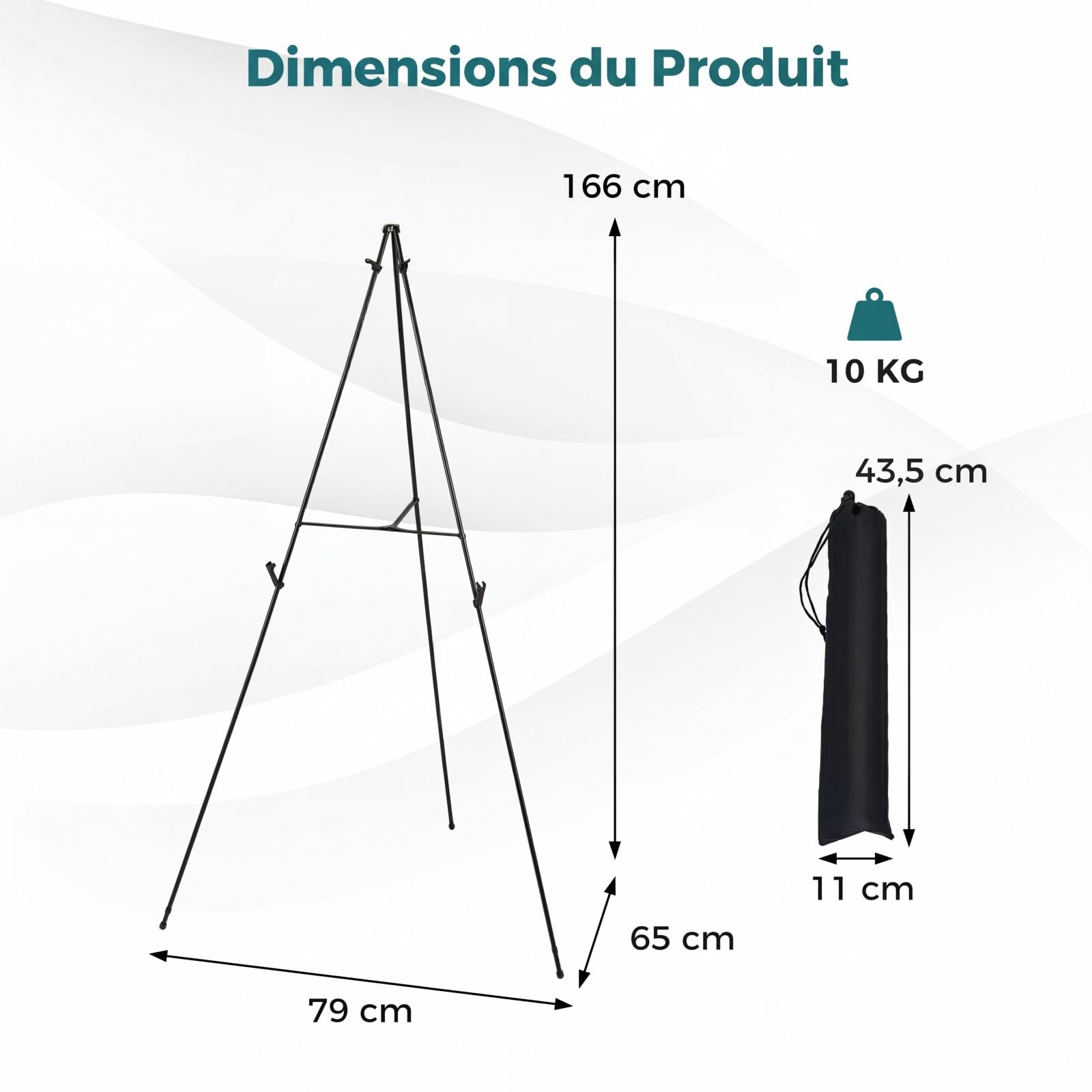 COSTWAY 6 Pièces Chevalet Peinture Métallique 166cm avec Fente Réglage