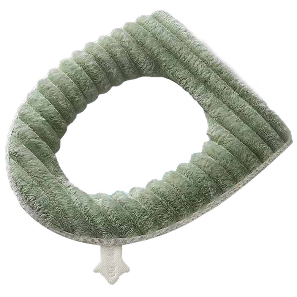 Soft Toilet Seat Cushion Washable and Comfortable Toilet Seat Cover Pads Reusable Thicker Warmer Cover Pads with Zipper (Green)