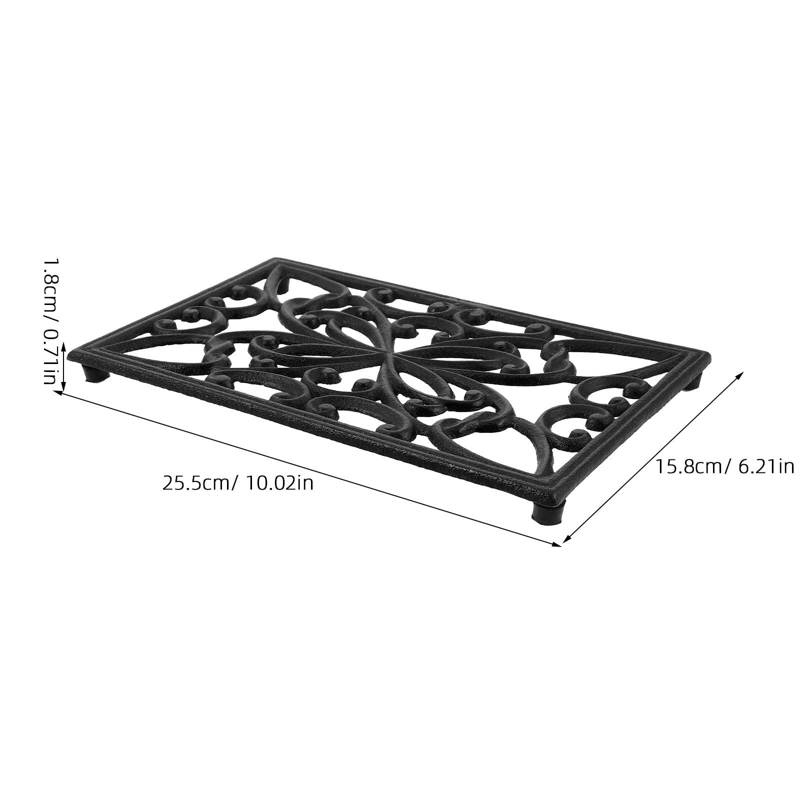 Salvamanteles de Hierro Fundido, Salvamanteles para Platos, Rectangular, Negro, Protege Encimeras y Mesas, Estilo Americano Clásico para Cocina y Mesa de Comedor