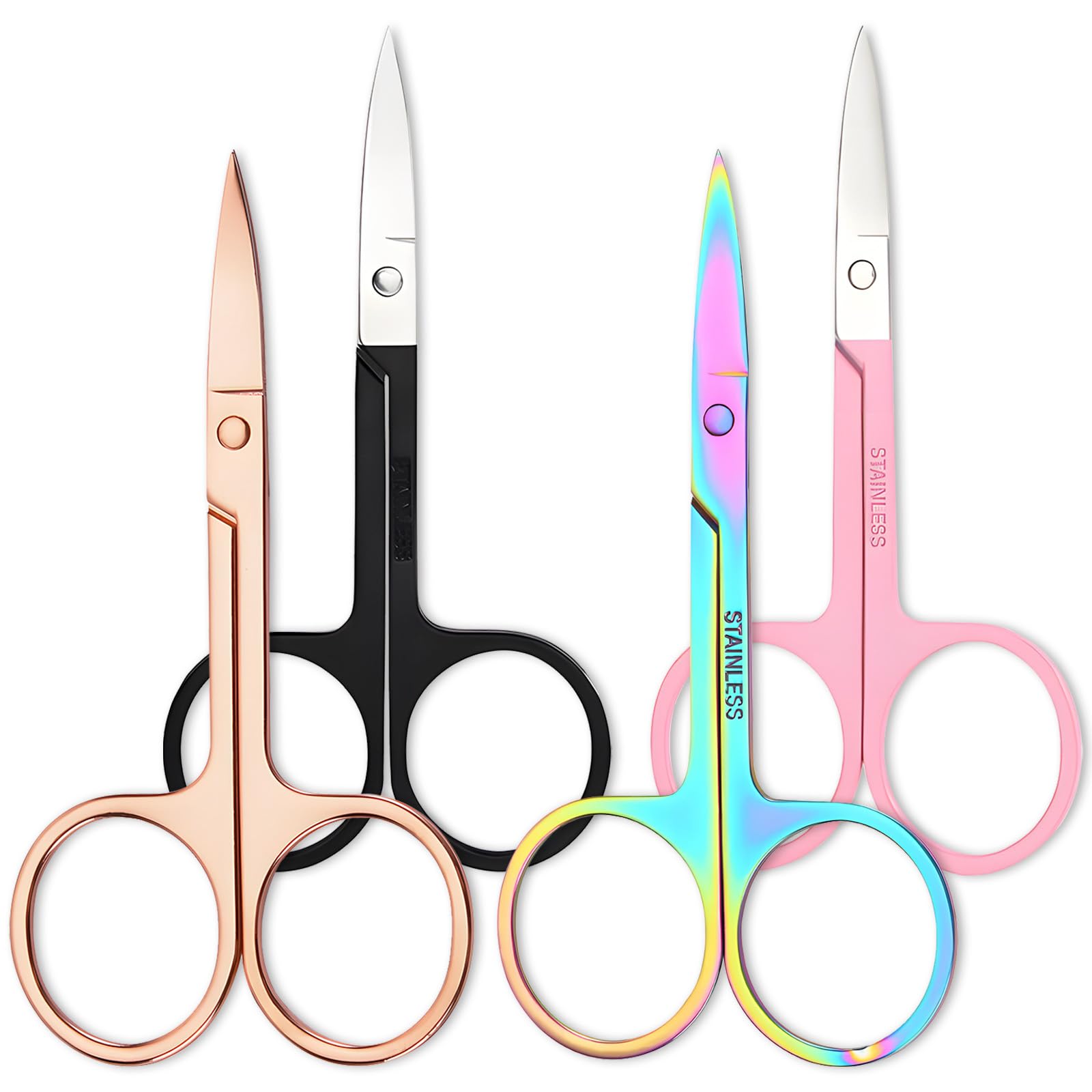 4 Pieces Small Straight Tip Nose Hair Scissor for Grooming, Stainless Steel Multi-Purpose Beauty Grooming Scissors for Facial Hair Removal and Hair Mustache Beard Eyebrows Ear Nose Trimming