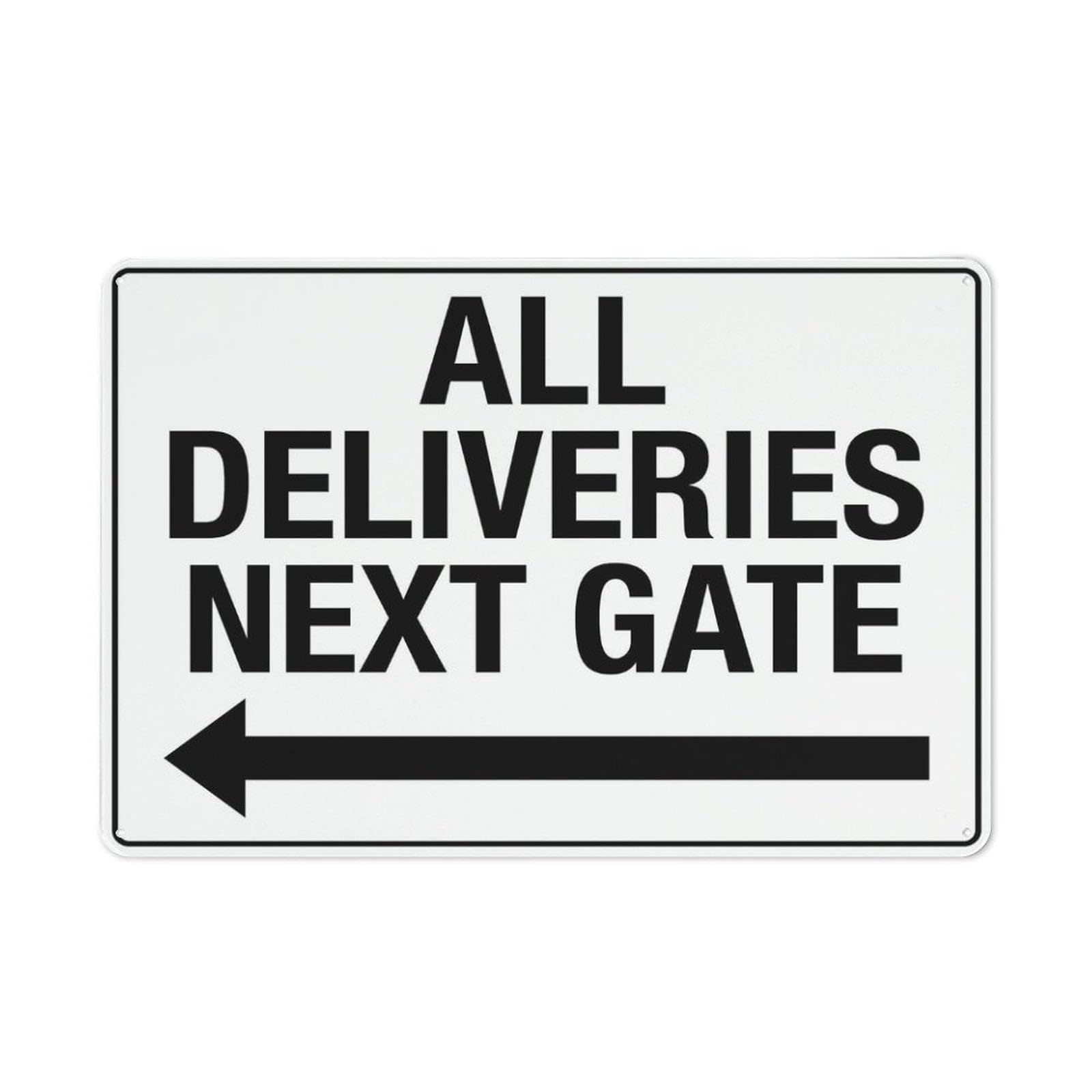 Peiyeety A08 All Deliveries Next Gate Left Arrow Sign Outdoor Metal Sign - 12X16 Inches Metal Signs For Business, Workplace, Office, Home, Delivery Signs, Road Signs, Garden Signs