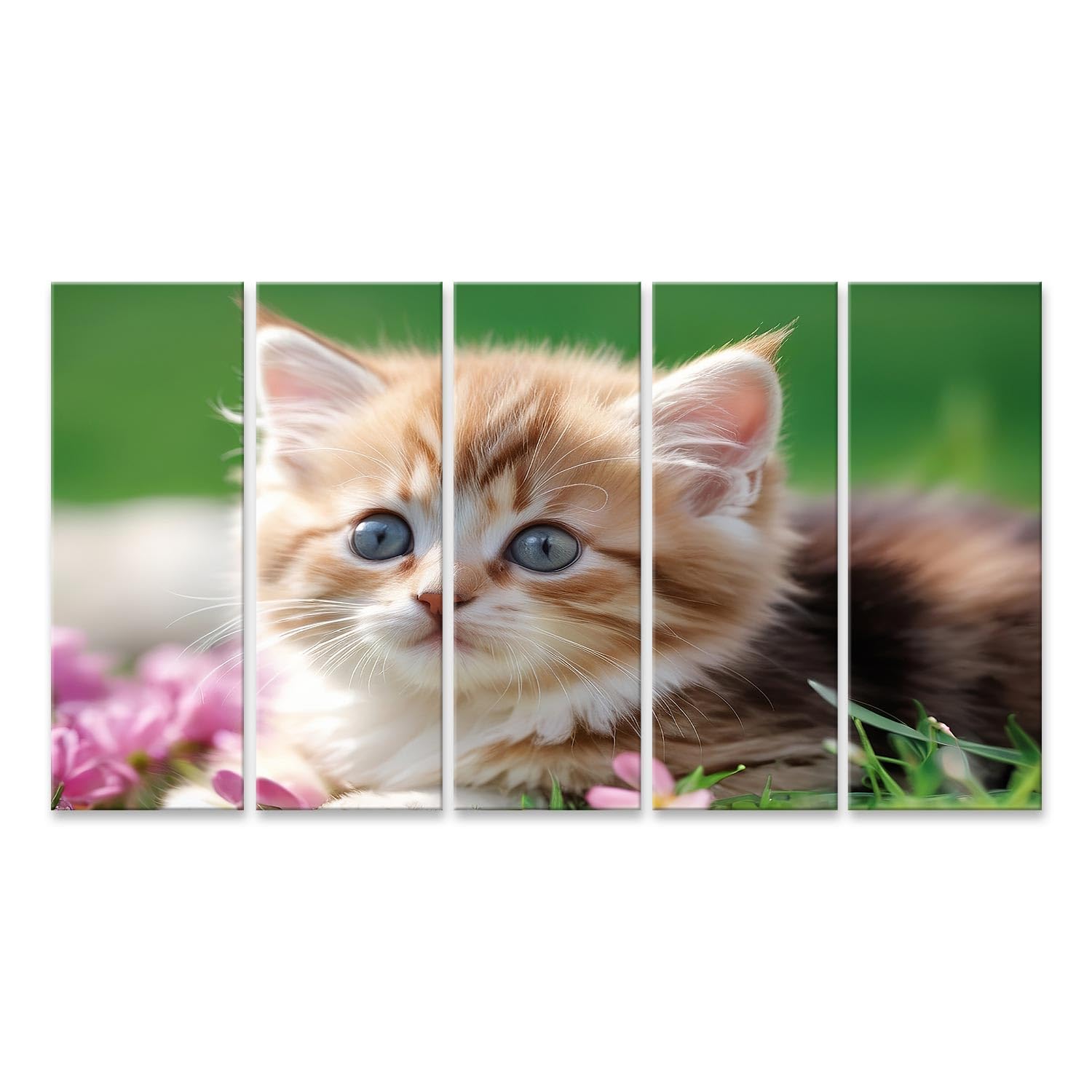 Tableau sur toile chatons mignons herbe verte poster mural salon - 5