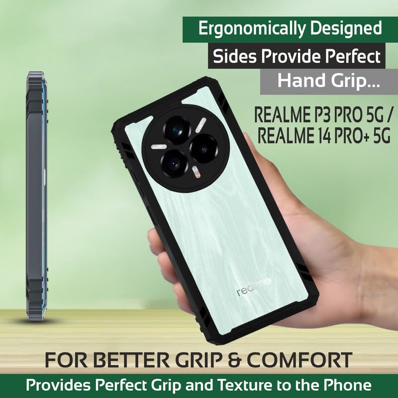 Image of AIBEX Crystal Clear Back Cover Case for Realme P3 Pro 5G / Realme 14 Pro Plus 5G | Transparent Non-Yellowing Back | Shockproof 360 Protection | Slim Fit PC & TPU Design