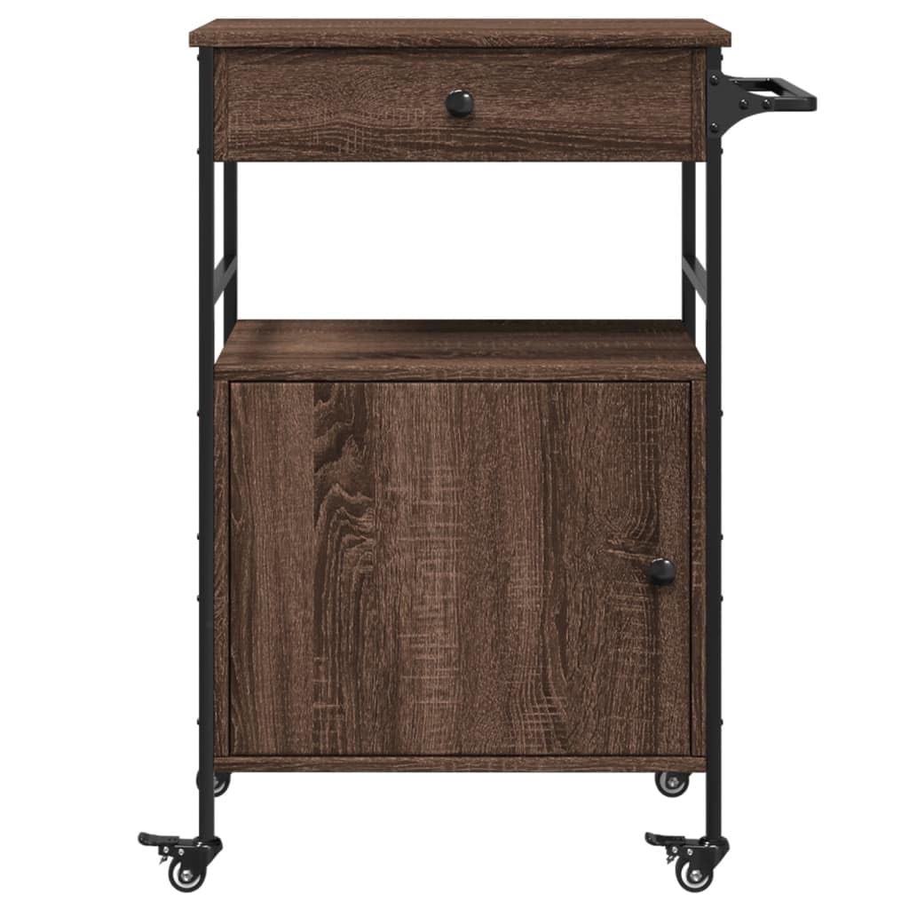 Carrello da cucina con ruote, effetto rovere