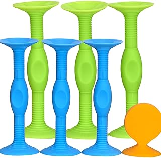 ZhuoChiMall Sucker Darts Throwing Game Set, Silicone Suction Cup Toys, Original Safe Indoor,Outdoor Game for Kids and Family (7 Pcs, Blue and Green , Stick Easily)
