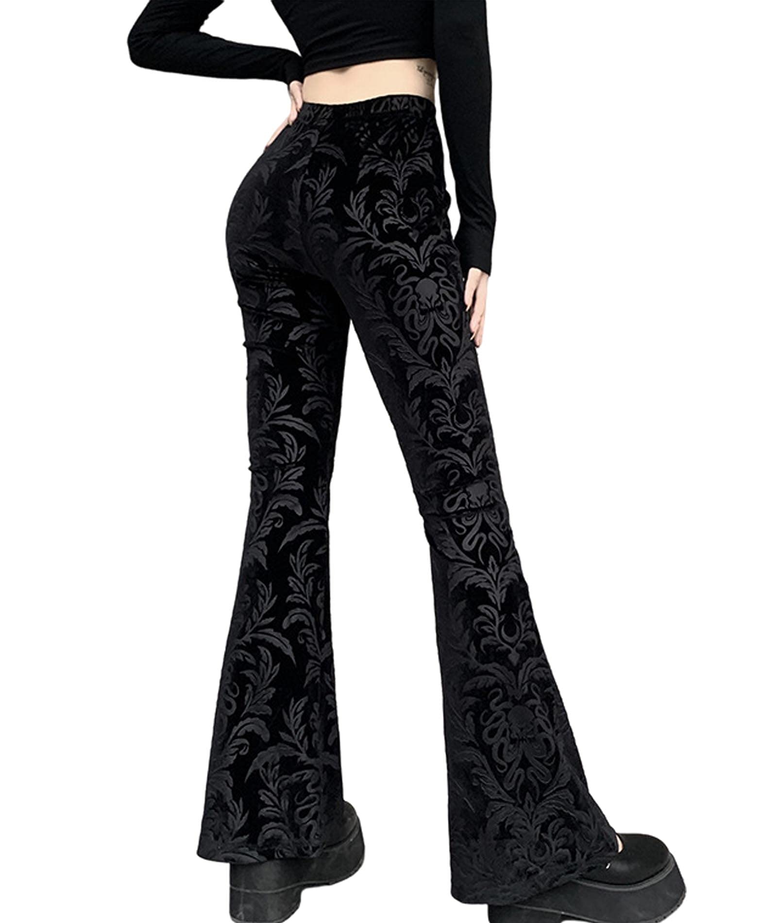 Medium Black Velvet patterned pants