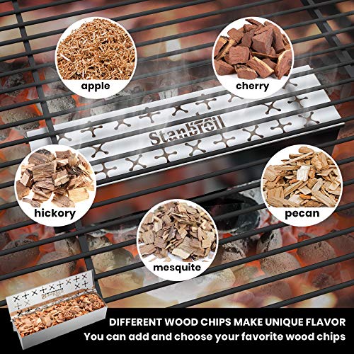 Stanbroil Premium Smoker Box For Gas & Charcoal Grill, Stainless Steel Wood Chip Box With Double V-Shape Design #TOP4