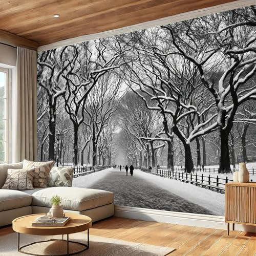 Papel tapiz fotográfico bosque invernal con efecto 3D profundo 5