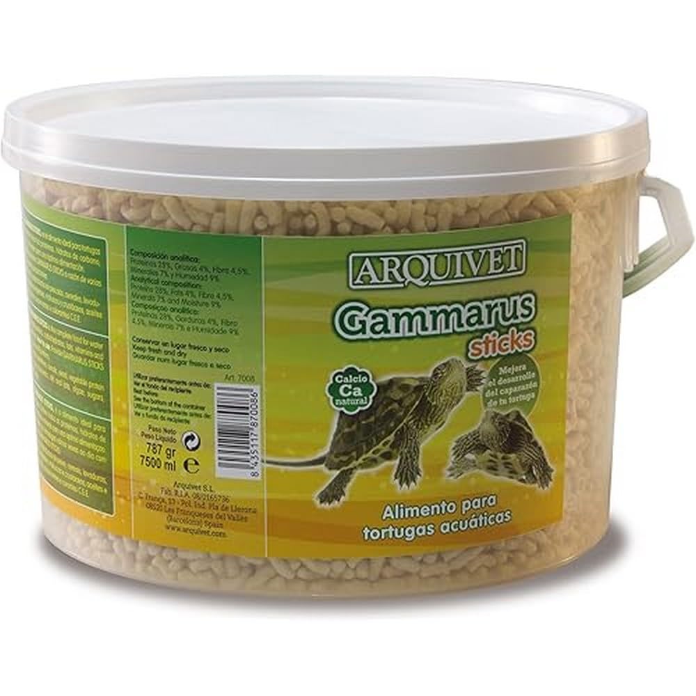 ARQUIVET Gammarus sticks 7.500 ml- Turtle Food Sticks - Natural Food for Aquatic Turtles - Full Food for Water Turtles - 780 gr