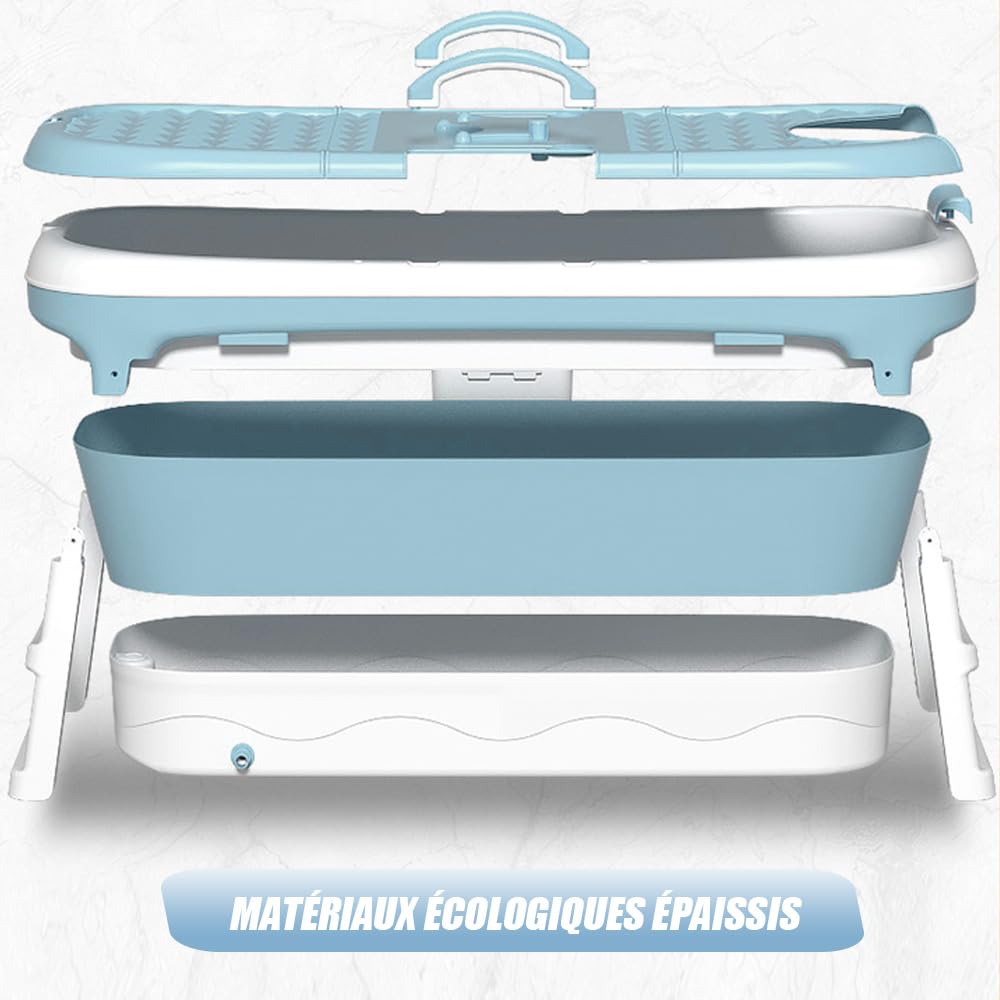 Baignoire de Massage Pliable pour Adultes, Double Fonction Bain et Vapeur, Baignoire pour Adulte Capacité 110 kg, pour Salle de Bain à Poser